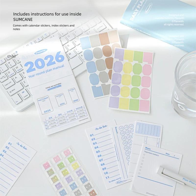 2026 Pocket A6 Notebook Planner Soft Cover Mini Journal Daily Plan Weekly Yearly Monthly Planning Agenda Calendar Gift