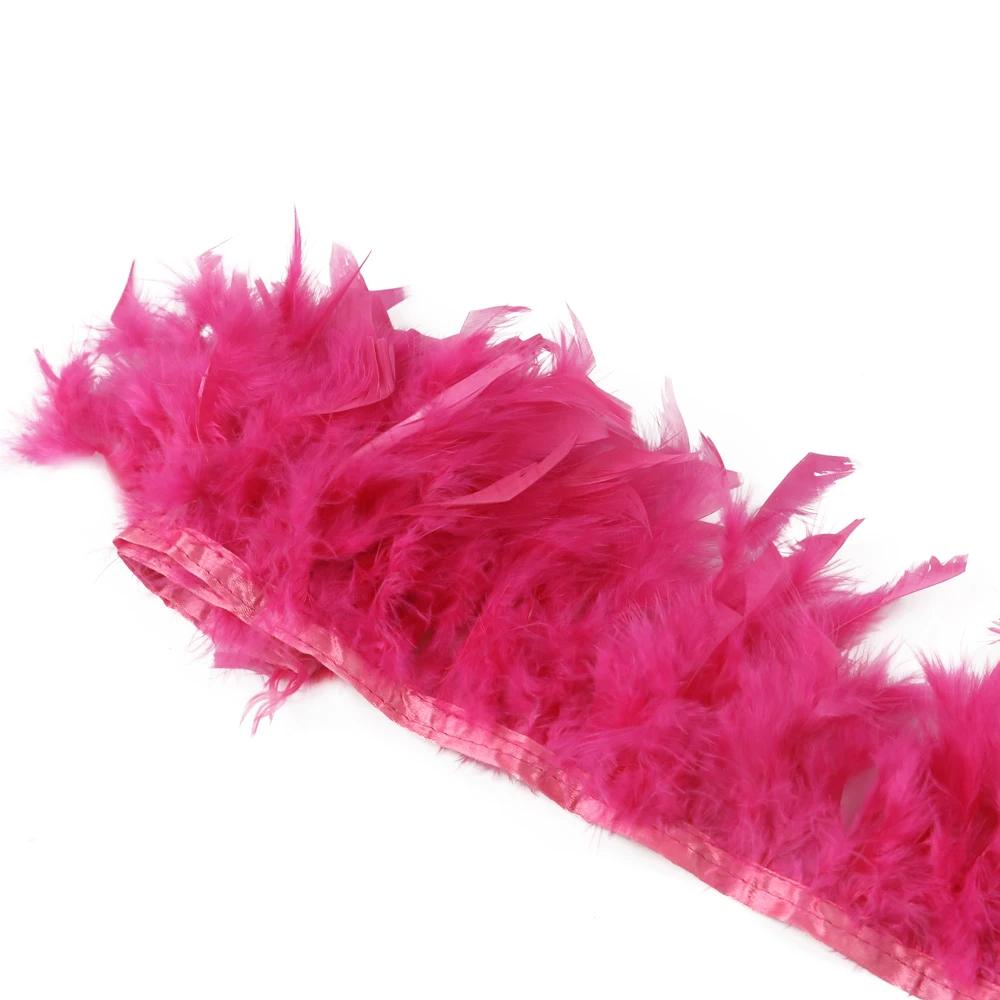 1Meters Natural Turkey Feathers Trim Height 10-15Cm Wedding Clothing Dress Decoration Diy Feather Ribbon Sewing Crafts