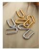 European & American U-Shaped Long Plaid Earrings, Gold-Plated Titanium Steel, Colorfast Jewelry for Women