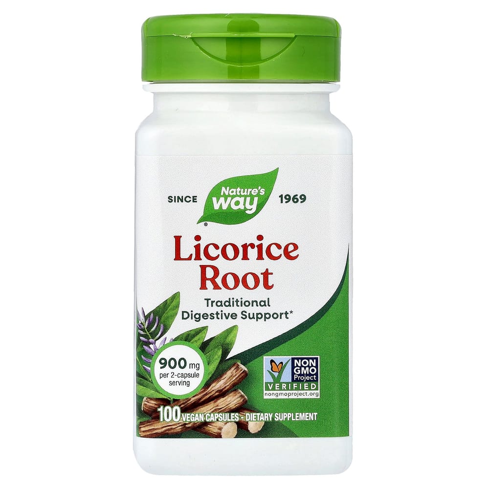Nature's Way Licorice Root 900mg Veggie Capsules, 100 Count