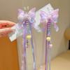 Ancient Style Hanfu Princess Butterfly Hair Clips with Long Ribbons - Children's Chinese Fairy Hair Accessories (Pair)