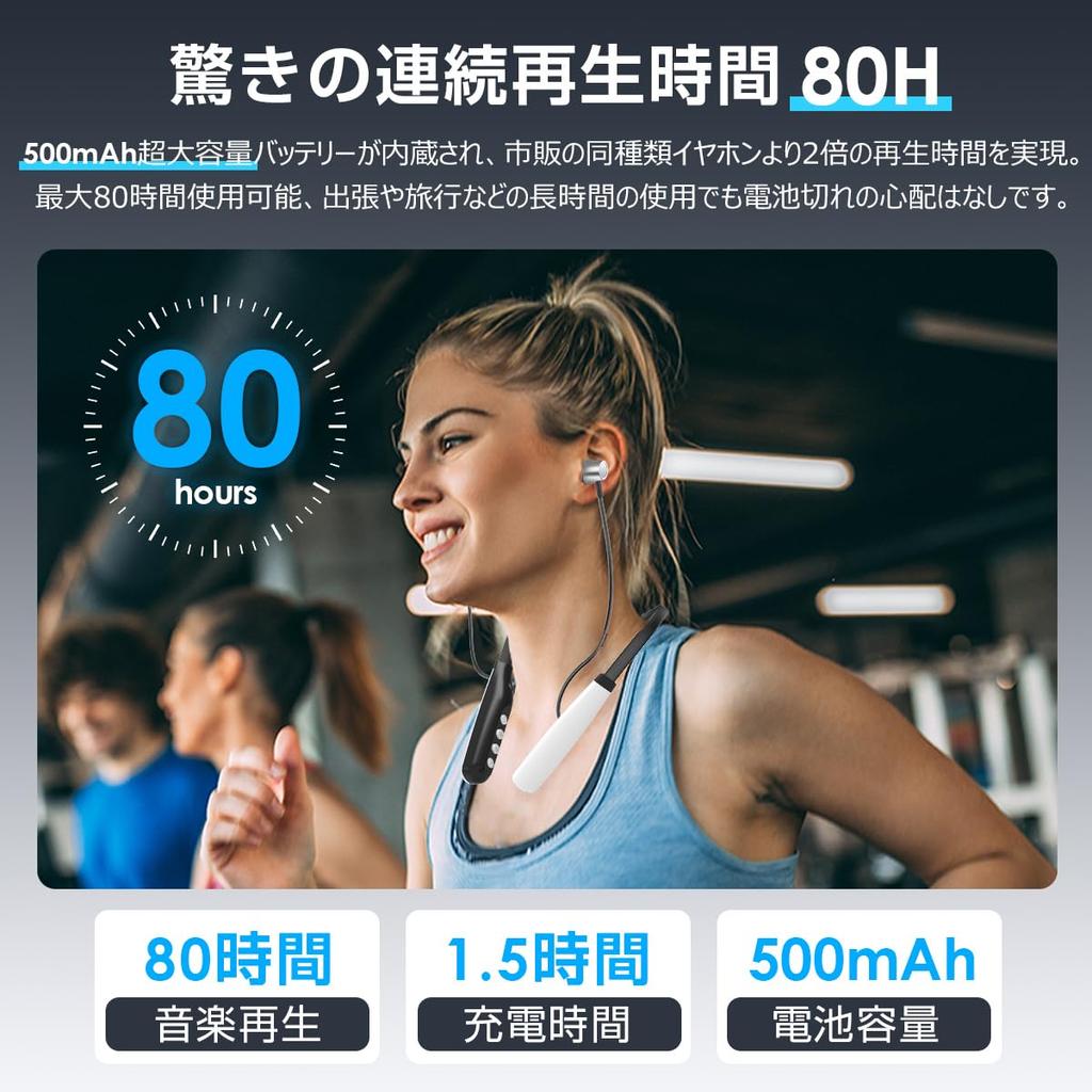 SOPPY Wireless Neckband Bluetooth Stereo with ENC Noise Up to 80 Hours of Continuous IPX5 Battery Level Magnetic Compatible with Android and iPhone