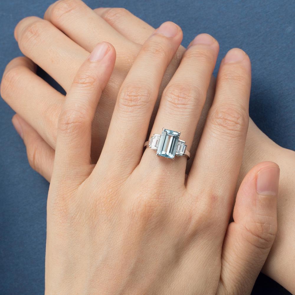 S925 Sterling Silver Aquamarine Zirconia Adjustable Women’s Ring