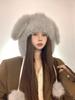 New plush cute rabbit ears Lei Feng hat women's winter versatile outdoor skiing warm ear straps