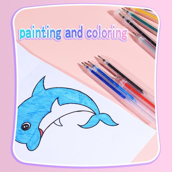 Glitter Gel Pen Set Smooth Writing Colored Drawing Pens Portable Journaling Crafting Doodling Glitter Pens for Adults School Supplies