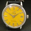 SWISS VINTAGE ENICAR STAR JEWELS HAND-WINDING MENS YELLOW DIAL WATCH a703029-1