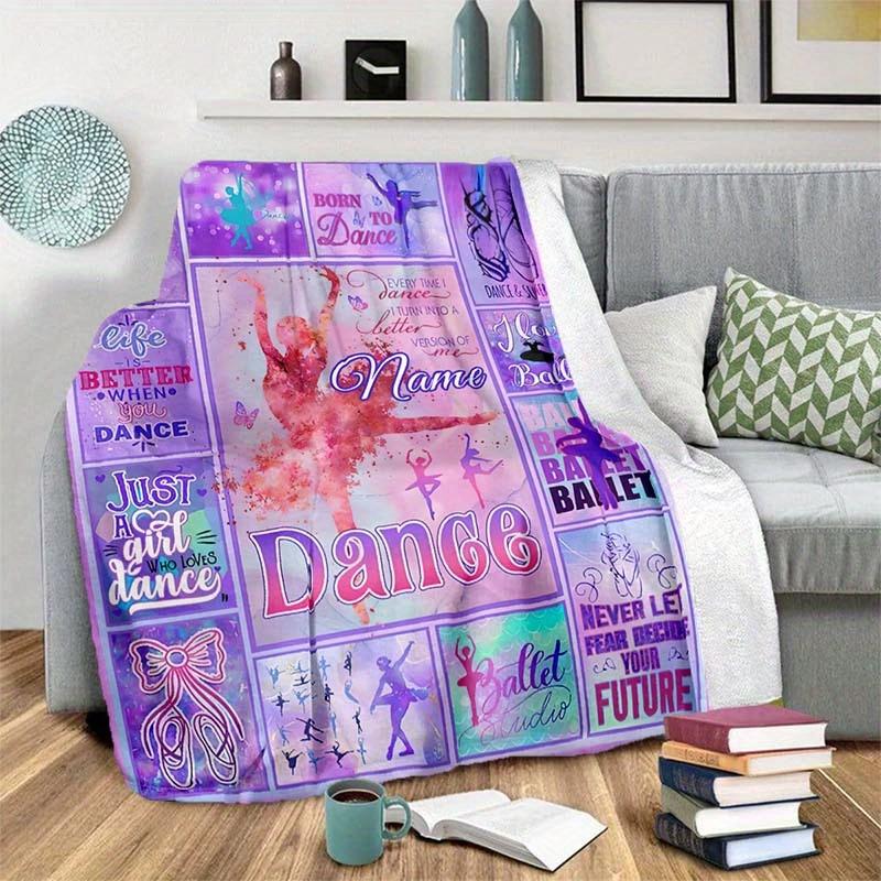 Beautiful Dance Posture Customize Your Name Blanket Warm Comfortable Soft Blanket For Chair Office Sofa Bed Sofa Office Camping Suitable For Gifting