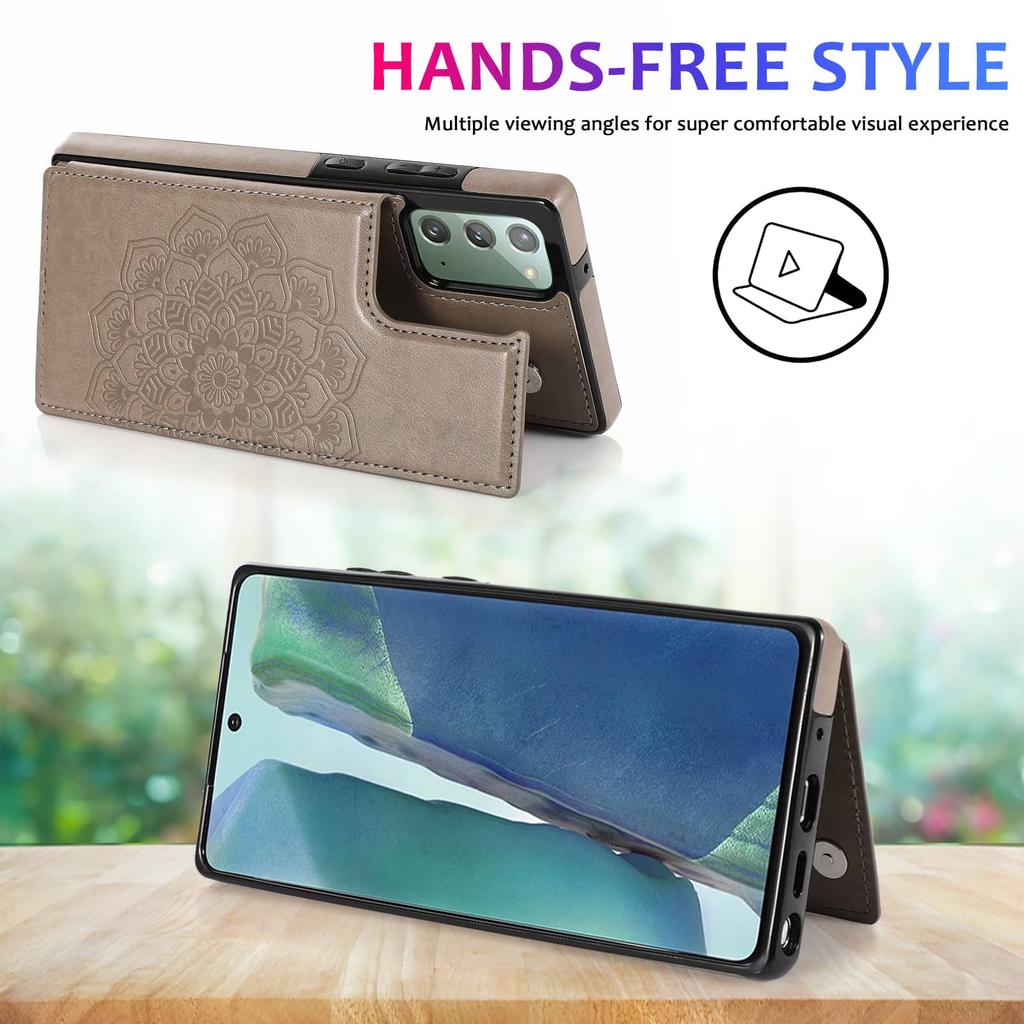 Подходит для Samsung Galaxy Note 8 9 10 Plus Note 20 Ultra Чехол с держателем для карт, Цветочный, Магнитные кнопки, Защитный кошелек