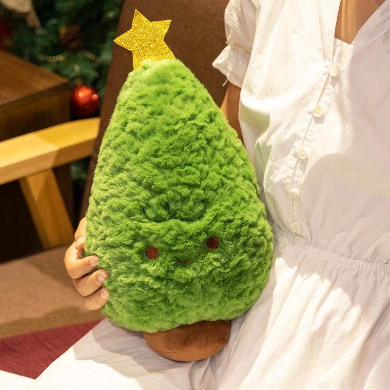 Cartoon Christmas Tree Plush Pillow Stuffed Pine Shaped Doll Toys for Children Car Room Christmas Decoration Cushion Gifts