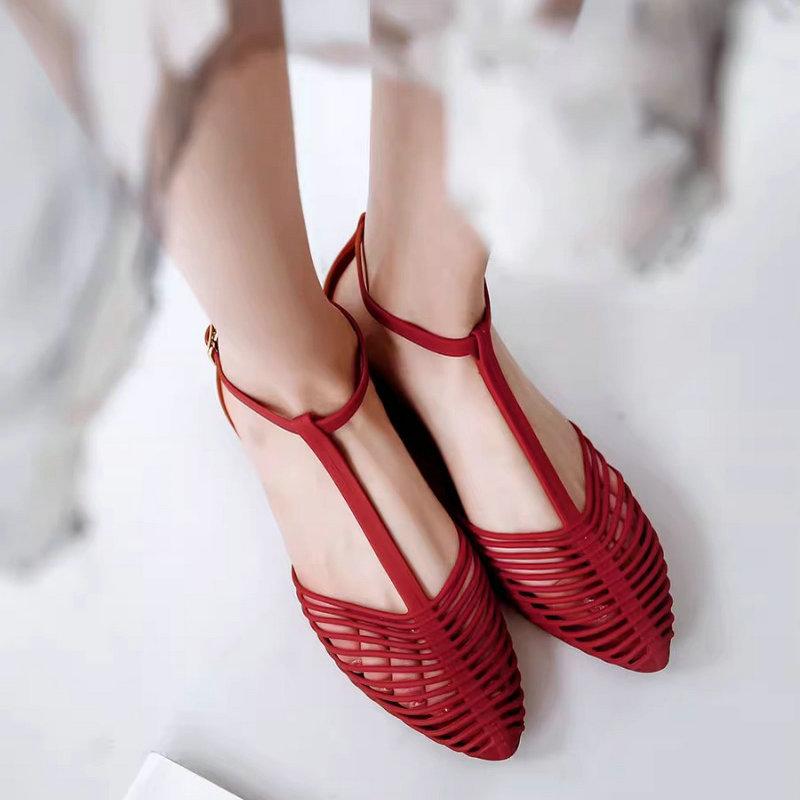 Fashion Flat Rain Shoes for Women 2025 New Toe Sandals Summer Anti Slip Flat Bottom Soft  Roman Vacation Beach Shoes Jelly Shoes