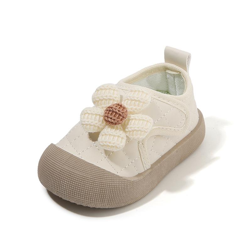 Baby flower sweet princess shoes 2025 spring and autumn 0-3 years old toddler Velcro toddler shoes female treasure