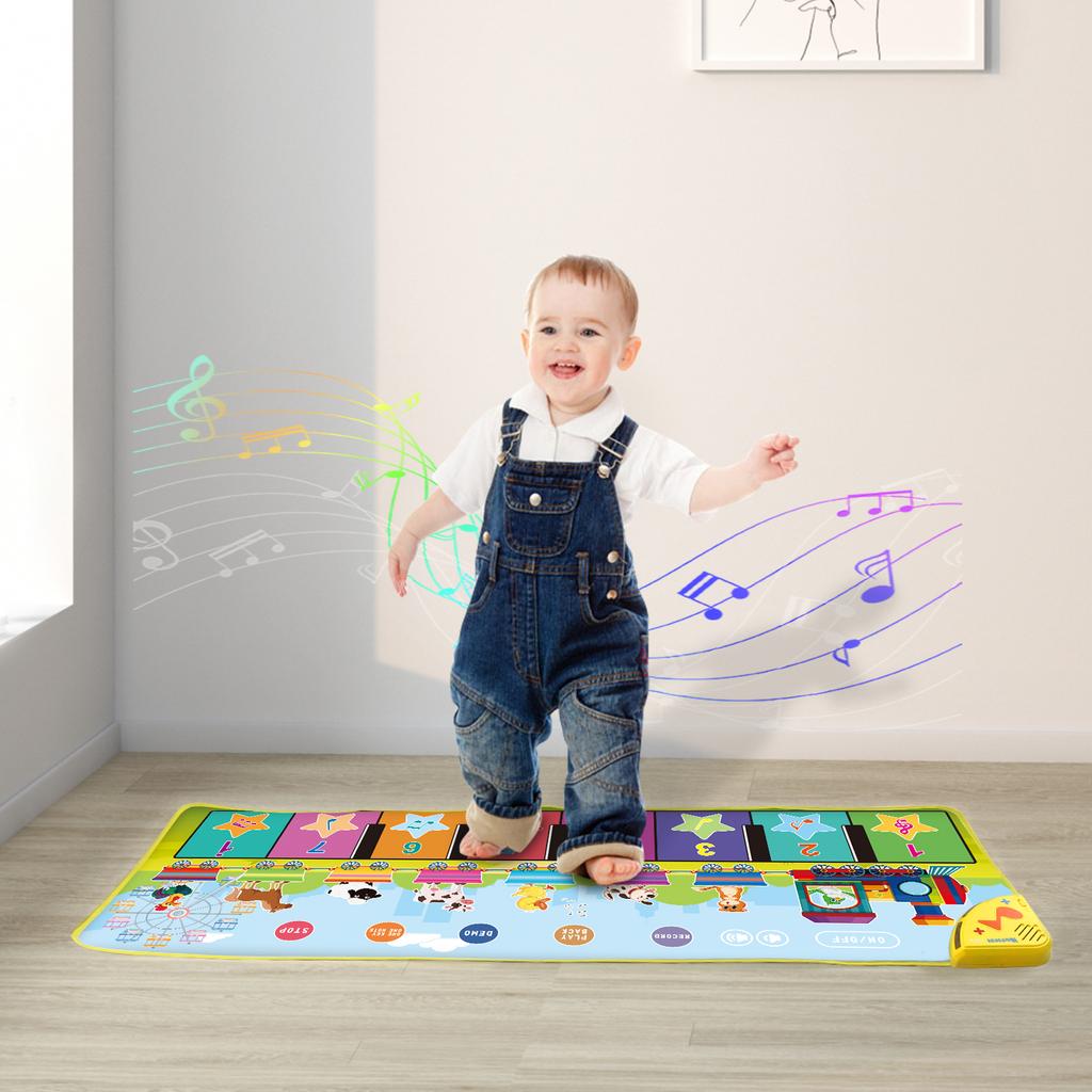 100x38cm Kid Animal Music Piano Mat Toddlers Floor Keyboard Dance Mat 13 Key Kid Musical Toys Educational Toys for Kid Gifts