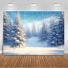 Paesaggio Invernale Scena di Neve Foresta Bianca Sfondo Fotografico Forniture Decorazioni Festa di Natale Striscione di Sfondo Oggetto di Scena per Foto