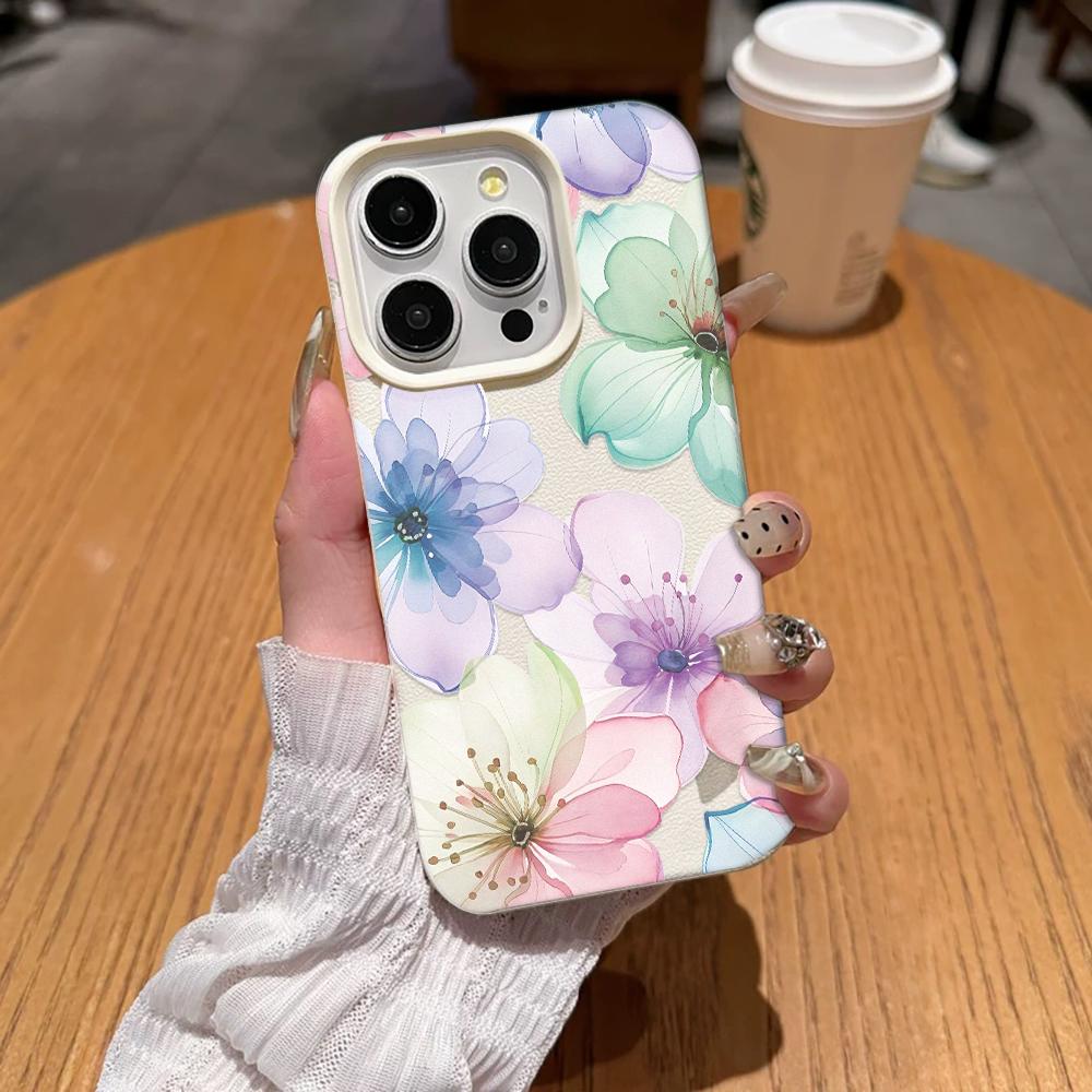 Balsam Flower Pattern Phone Case For Iphone 17 13 16 Plus 11 Pro Max 12 15 14 17E 16E Non-Yellowing Shockproof Back Cover