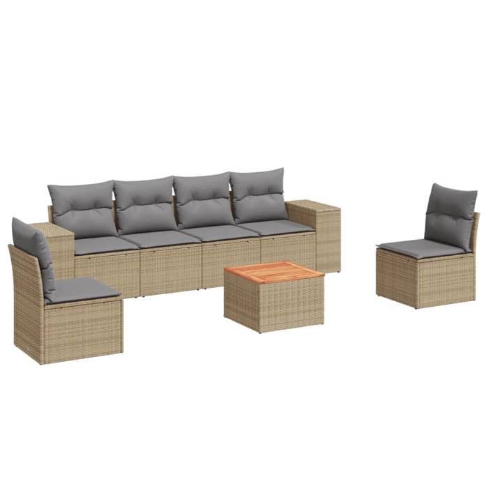 VidaXL Garden Lounge Set with Cushions 7 Pcs, Patio Sofas, Furniture Set, Outdoor Terrace Furniture, Beige 3225394