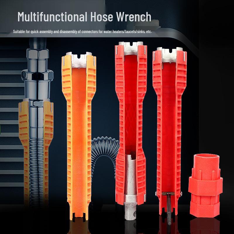Multi-functional Bathroom Faucet and Pipe Wrench for Sink and Valve Repair. 5-in-1 Red - Item 2119F