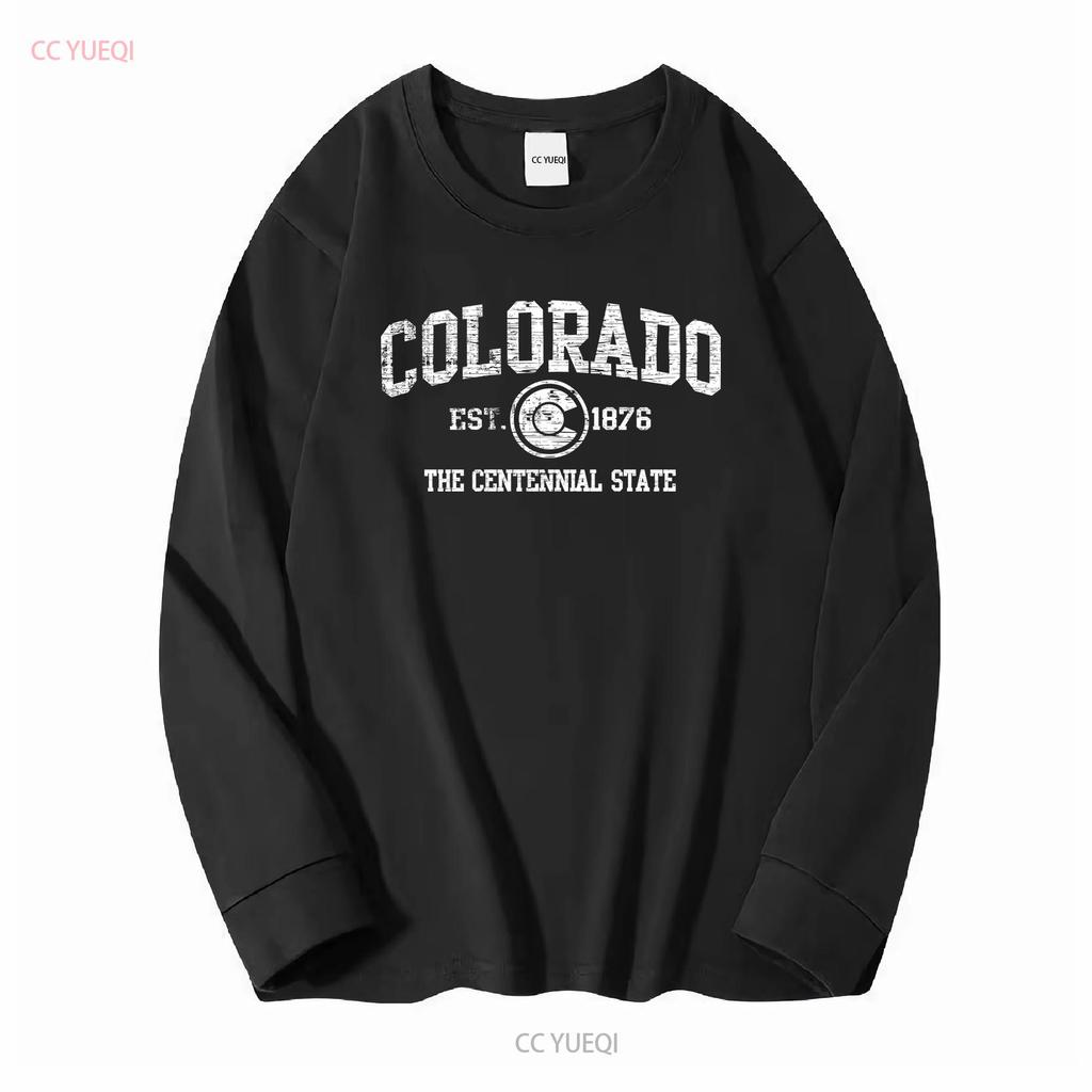 Colorado Flag Vacation Souvenir Mountains Womens or Mens Crewneck T Shirt Long Short Sleeves Vintage Washed Breathable Casual