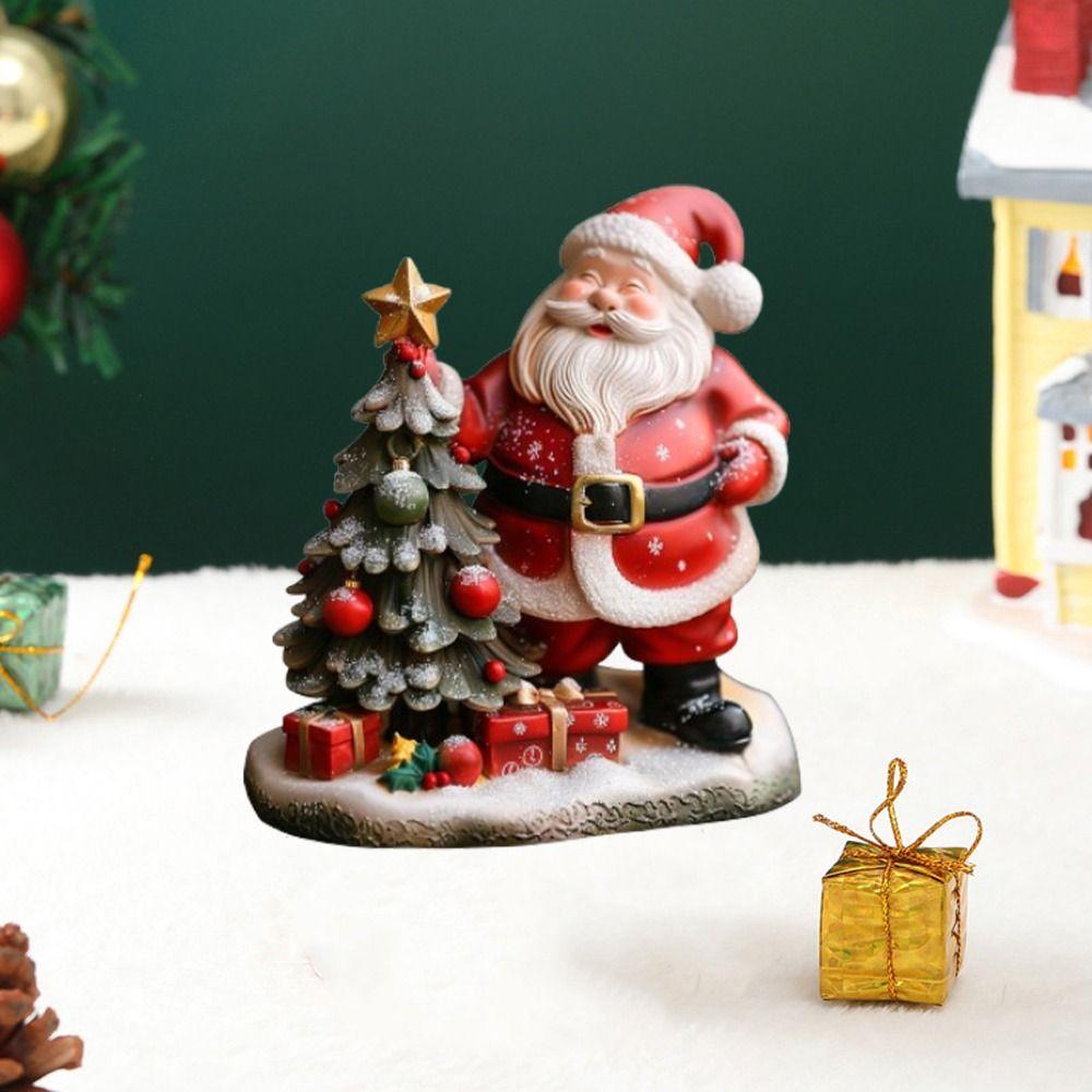 Resin Christmas Tree Santa Claus Figurines Standing Merry Christmas Decorations  Party Favors