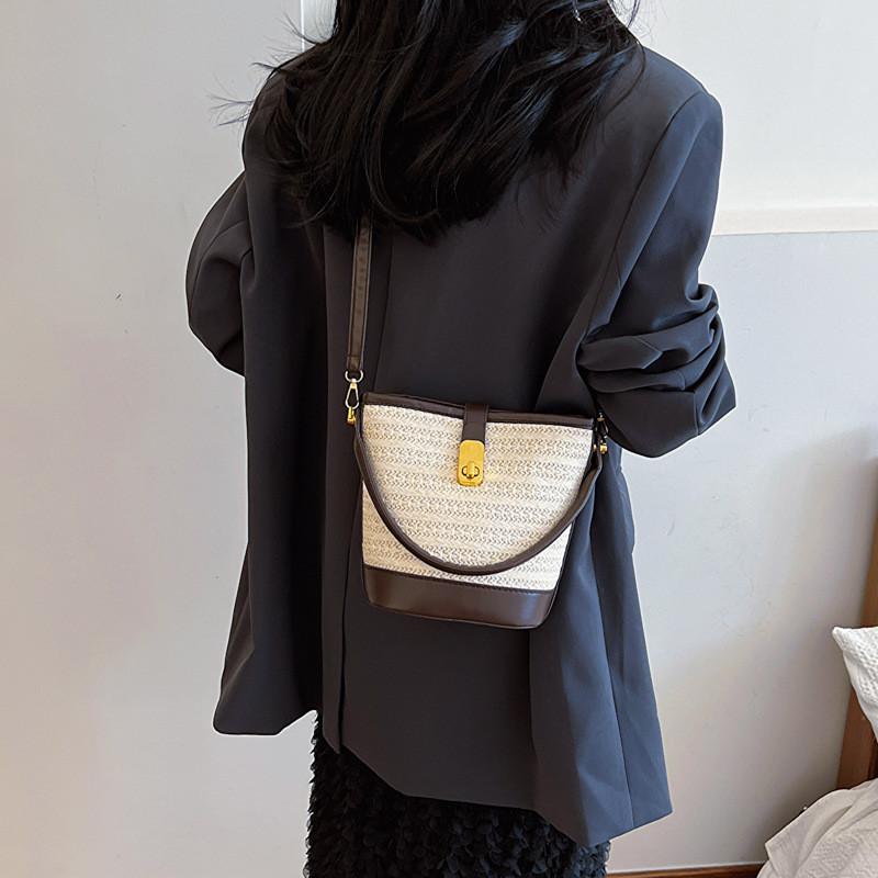 Chic Street Style Straw Woven Shoulder Bag 2024 Fashion Handbag