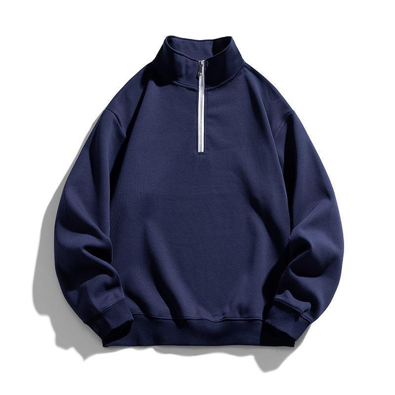 Men's Pink Beige Color Block Half Zip Sweatshirt, Casual Stand Collar Quarter Zip Pullover Top
