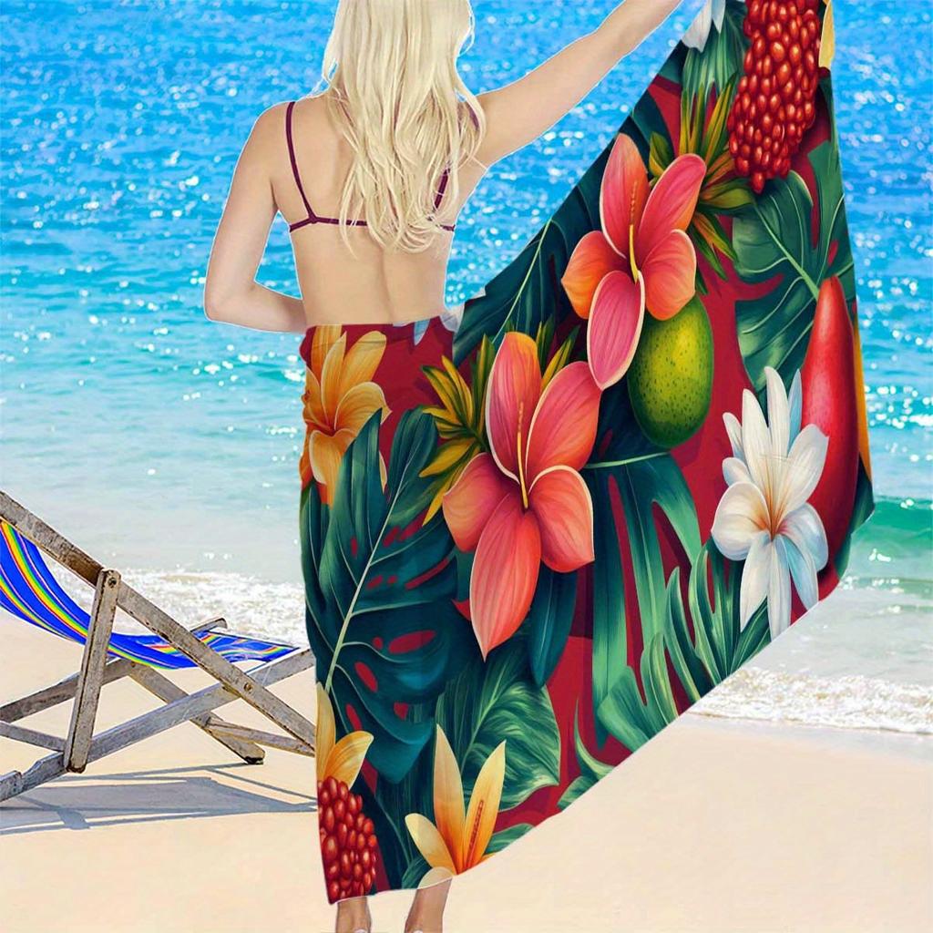 Pareo Copricostume da Spiaggia Stile Bohémien con Stampa Tropicale, Leggero Poliestere Traslucido