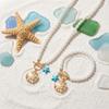 2pce/set Elegant Imitation Pearl Chain Necklace for Women Boho Blue Starfish Shell Pendant Necklace Bracelet Summer Party Gift