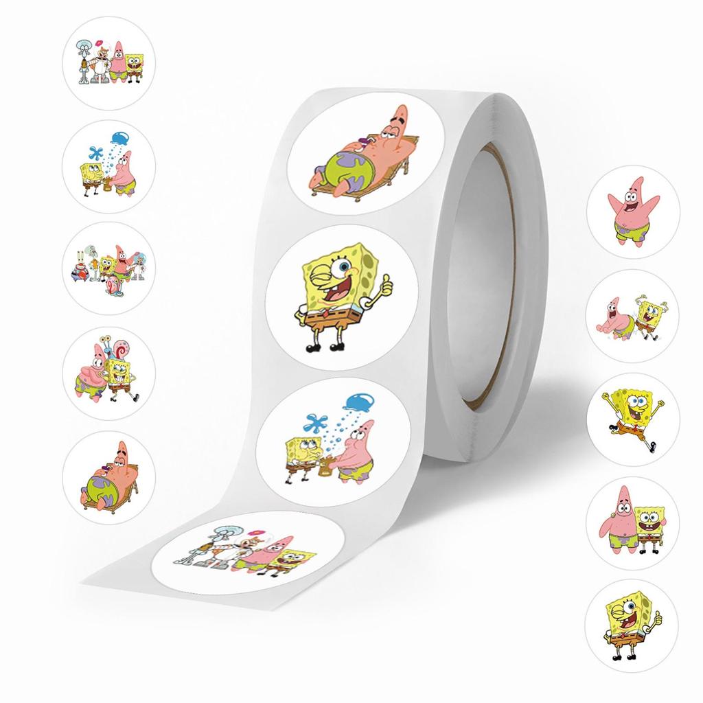 SpongeBob Decorative Sealing Stickers - 500 Stickers/Roll for Student Notebooks