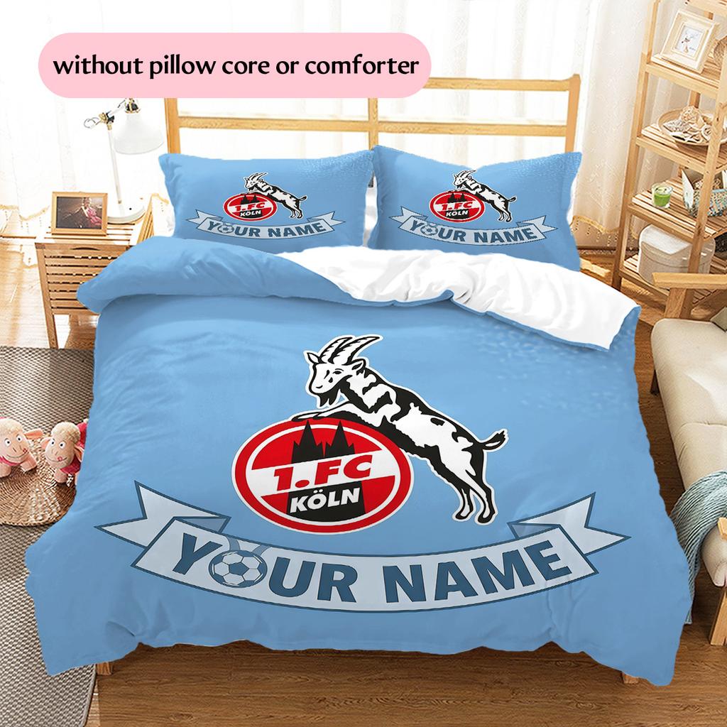 Custom Name 1.FC Köln Pattern Bedding Quilt Set Home Decoration Gift (1 * duvet cover + 2 * pillowcase without core)