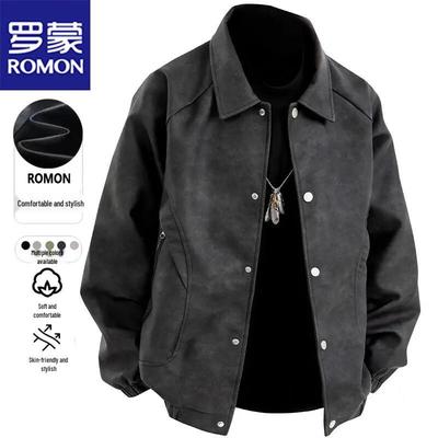 Men's Casual Faux Leather Lapel Jacket