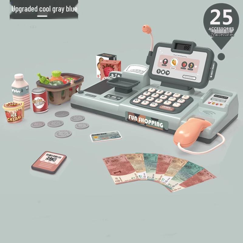 Kid s Cash Register Toy: Supermarket Checkout with Calculator, Music, and Payment Simulation