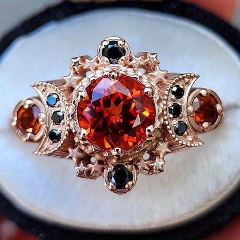 

1Pc Rose Gold Simple and Dazzling Inlaid Synthetic Zircon Fashionable Multi-functional Ring 10