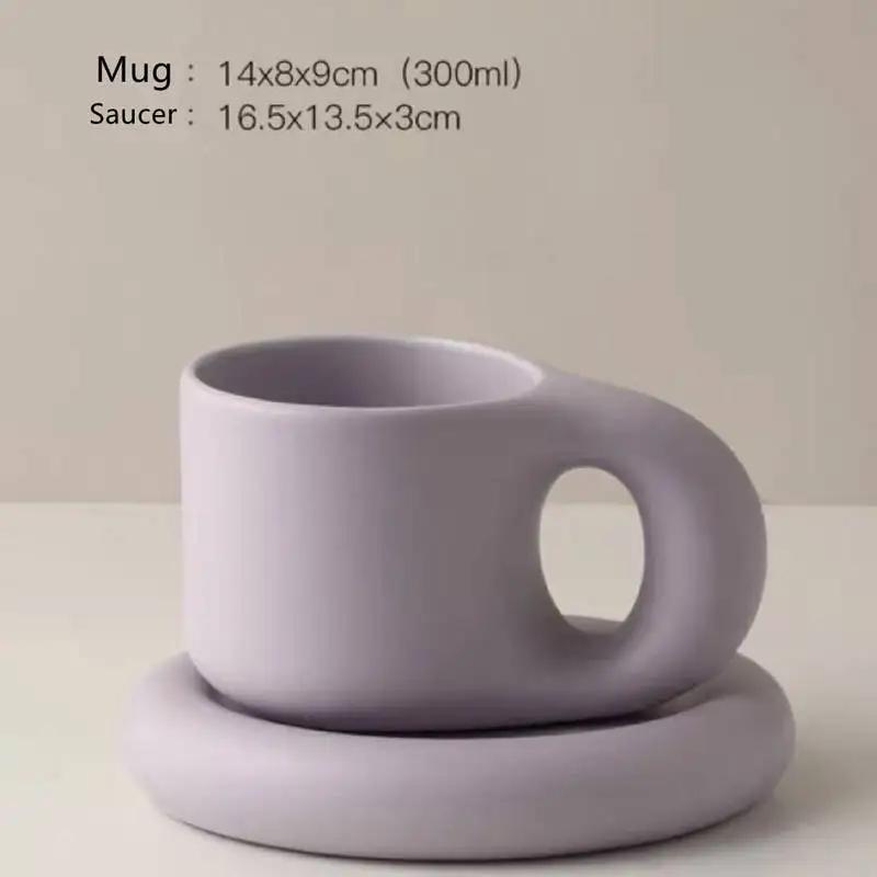 Kreatywne Kolorowe Grubasowe Ceramiczne Kubki ze Spodkiem Kubek do Kawy Mleka Herbaty Biurowe Kubki Naczynia do Picia Najlepszy Prezent Urodzinowy dla Przyjaciół