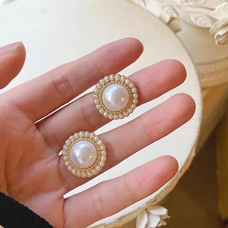 Fashion Bohemian Big Imitation Pearl Stud Earring Mascot Ornaments For Women Valentine's Accessories Gift Wholesale