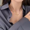 Elegant Oval Coffee Bean Pearl Necklace - Gold-Plated Titanium Steel Clavicle Chain for Women