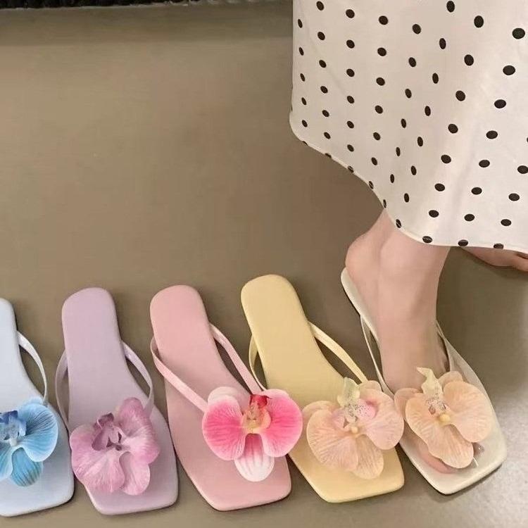 Fashion Chic Fairy - Style Flower Flip - Flops | Orchid Accent, Soft & Comfy, Perfect for Beach Vacations & Daily Leisure