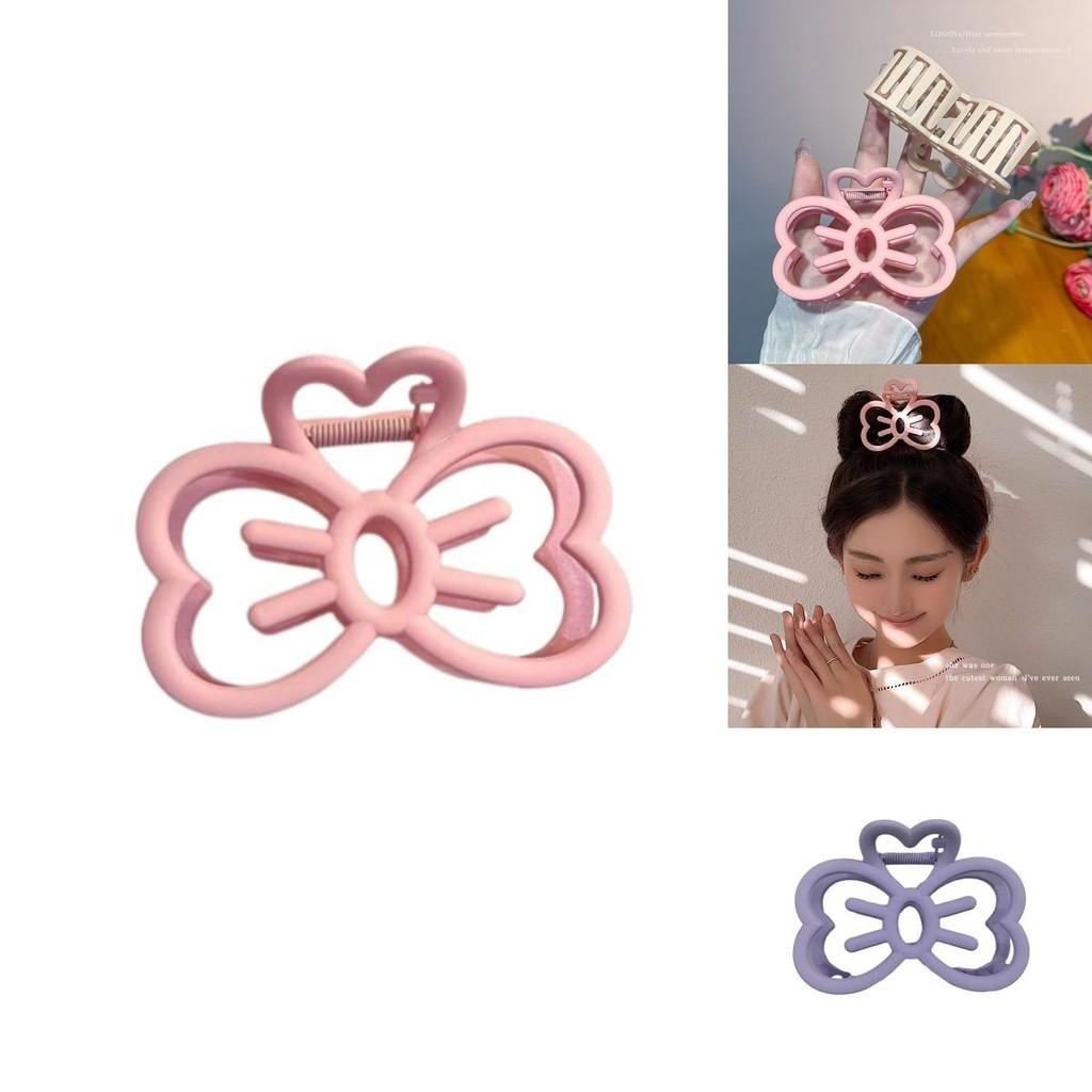 Charming Resin Hair Accessory Lovely Pink Bow Knot Clip For Teens