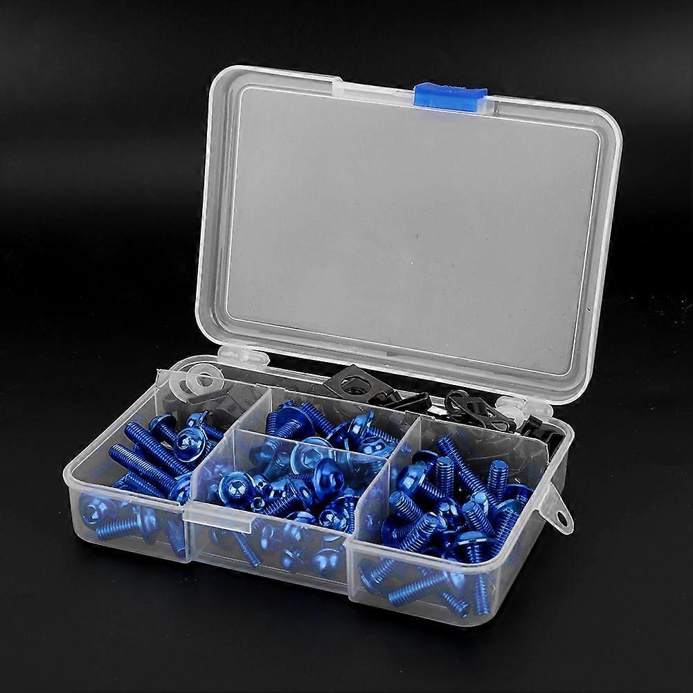 177pcs Motorcycle Screws Fairing Bolt Kit Universal M5 M6 Fit for Yamaha SportbikesBlue