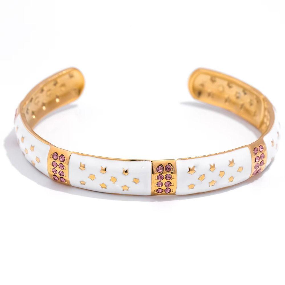 Pink Green Rhinestone Cuff Bracelet Devil's Eye Demon's Eye Bracelets Women's Bangle  Decoration