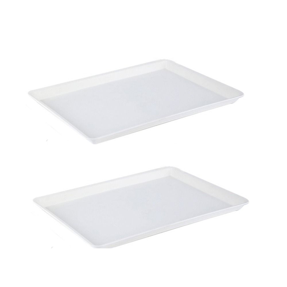 2 Packs Plastic Rectangular  Cafeteria Tray Non-Slip Fast Food Trays  Restaurant
