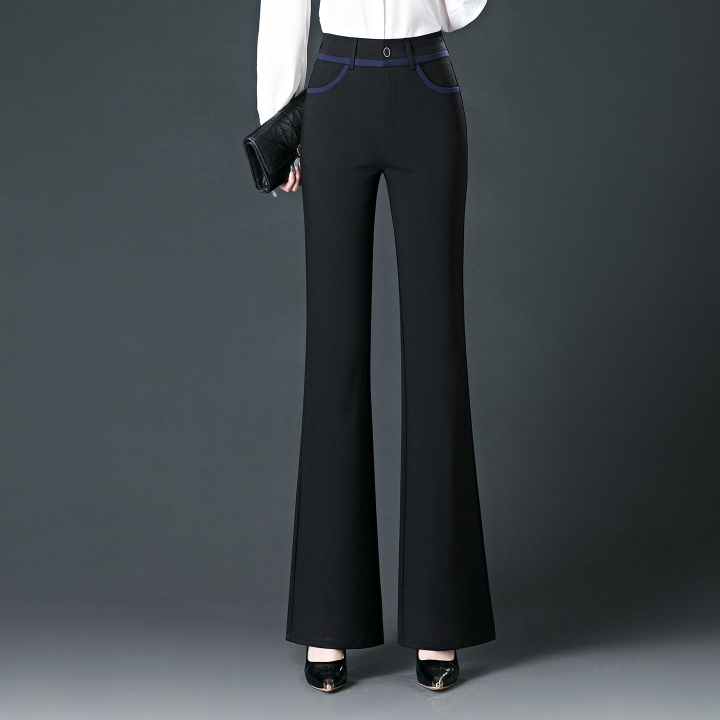 

Women s High Waist Knitted Flared Pants - Plus Size, Slimming, Casual Elastic, Autumn/Winter Fashion. L