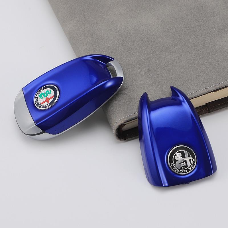 NSHGA1 Car Logo Key Cover Replacement Key Case for Alfa Romeo Giulia Stelvio Tonale Carbon Fiber Style