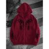 Herren Gothic Dunkler Stil Bedruckter Reißverschluss-Kapuzenpullover, ein Modischer Streetwear-Trend Reißverschluss-Kapuzenpullover Geeignet für Lässige Anlässe