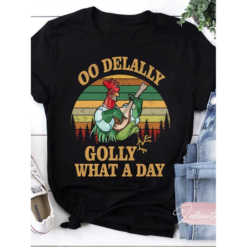 OO De Lally What A Day Vintage T-Shirt - Robin Hood & Alan A Dale Retro Graphic Tee, Casual Round Neck Shirt Suitable for Year-Round Wear, Machine