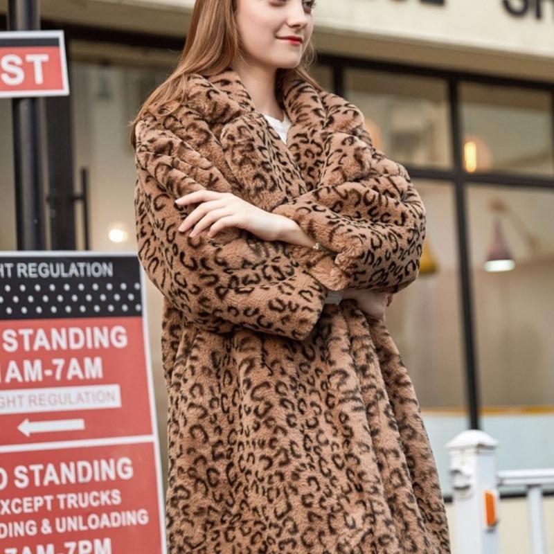 New Mid-winter Long Leopard Print Imitation Fur Coat Loose Imitation Mink Velvet Women's Plush Thickened Coat