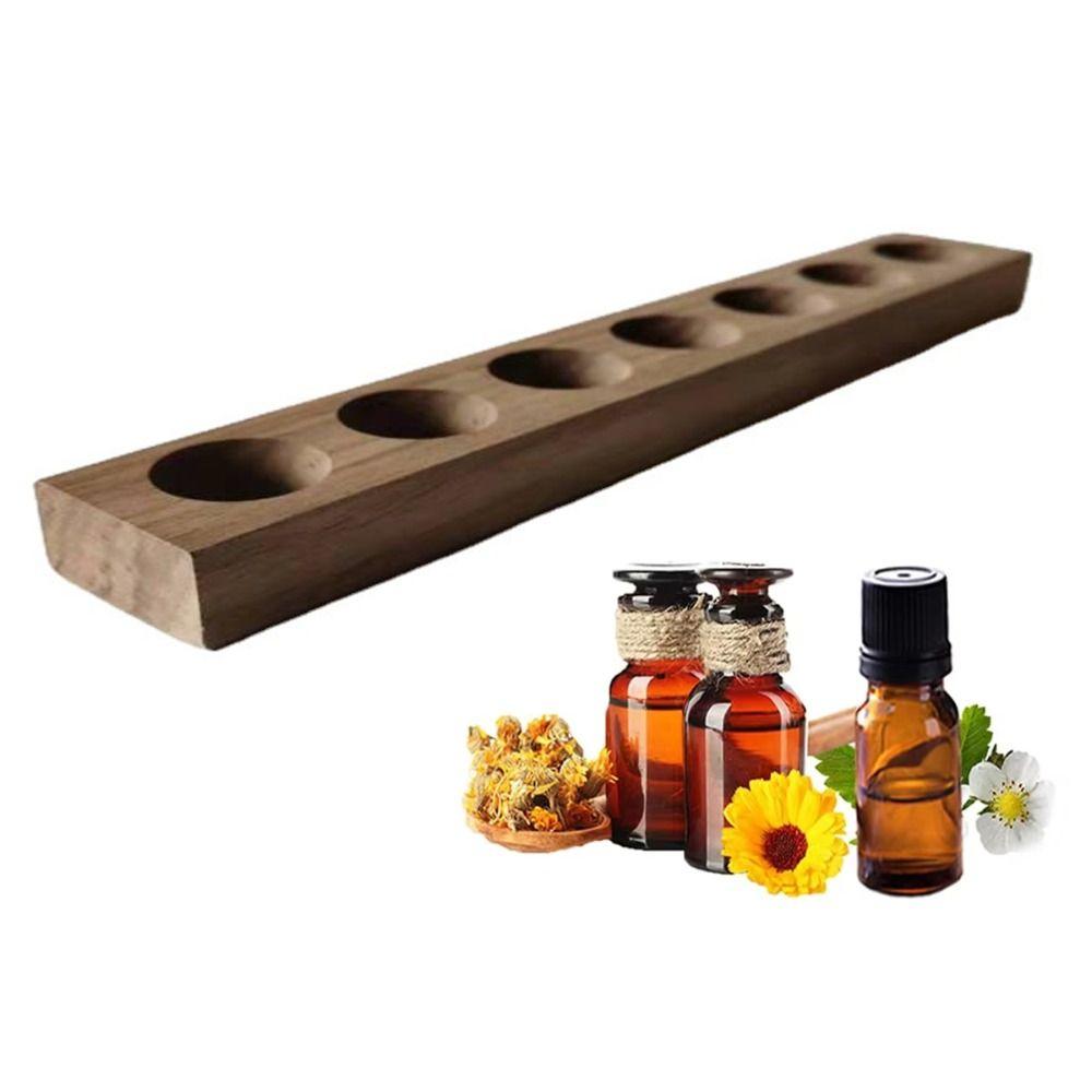 Wooden Perfume Bottle Storage Rack 7 Holes Essential Oils Holder for Desktop