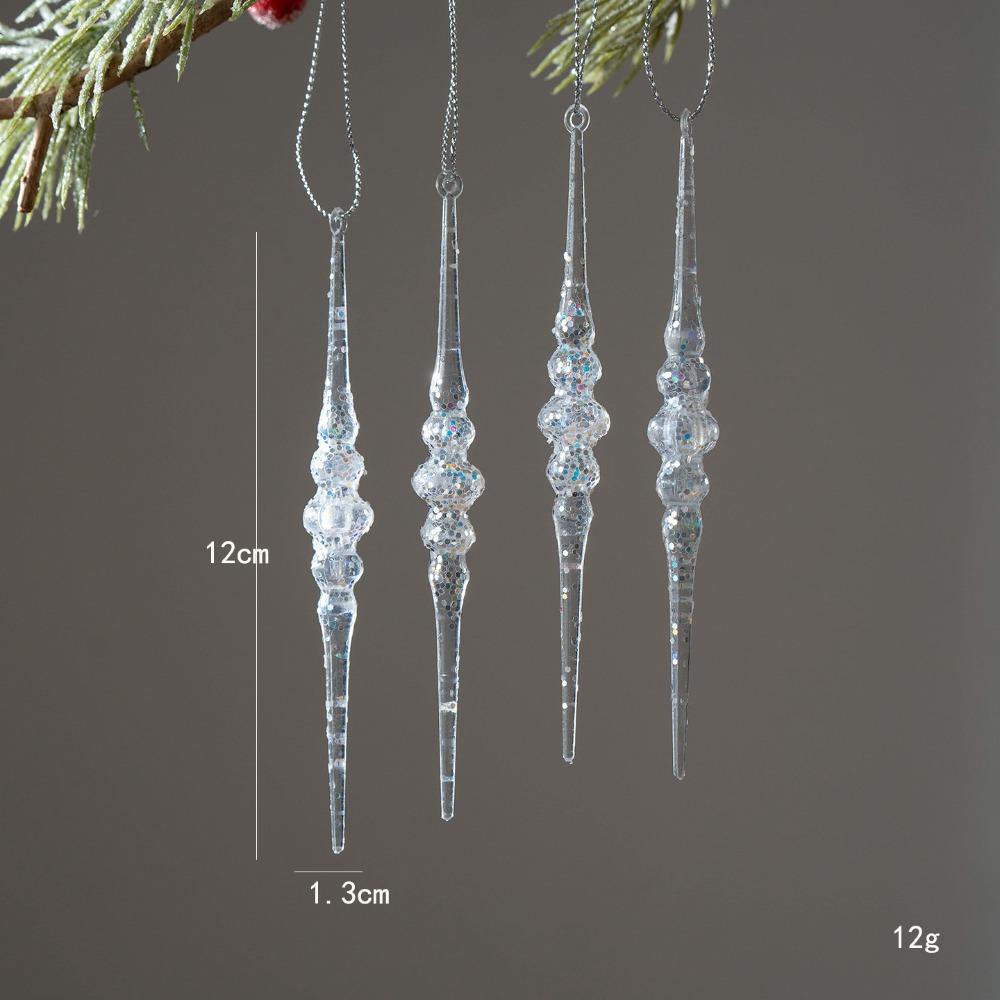 

Acrylic Icicle Decorations Glitter Party Holiday Decor Creative Christmas Tree Ornaments A-4Pcs
