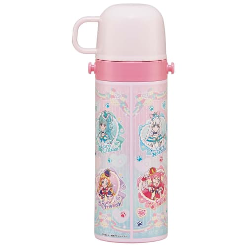 Skater Children's Stainless Steel Water Bottle 2way Direct Drinking 470ml Wandafuru PreCure Cup Drinking 430ml Child-Friendly Lightweight Type Girls T