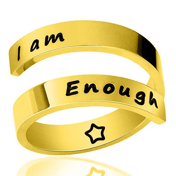 He Cheng Korean Fashion Double-Layer Engraved Adjustable Ring