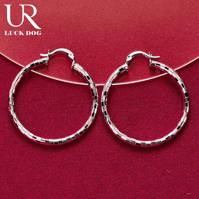Boucles d'oreilles percées rondes en argent sterling 925 Bijoux de mariage à la mode