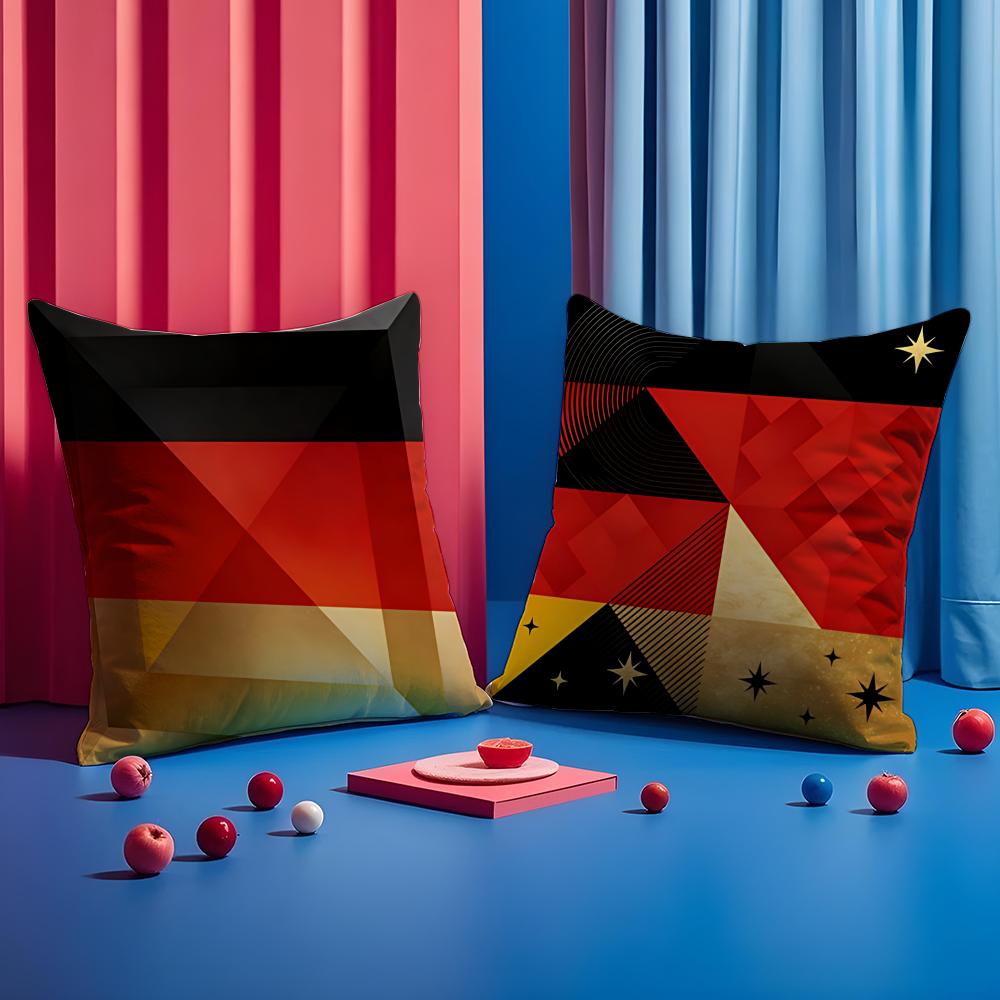 Germany Ger Flag Cushion Cover 1 Piece Short Plush Pillowcase, Soft And Washable, Mostly Used For Sofa, Car